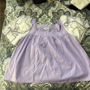 Lavender Top with Ruffled Sleeves
